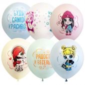 Воздушные шары,  25шт., М12/30см, ПатиБум "Macaroons. Baby Girls" ассорти, европодвес