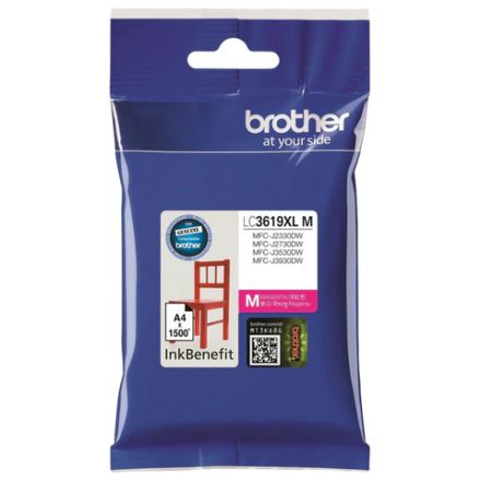 Картридж струйный BROTHER (LC3619XLM) для MFC-J3530DW/J3930DW, пурпурный, оригинальный, ресурс 1500 страниц Картридж струйный BROTHER (LC3619XLM) для MFC-J3530DW/J3930DW, пурпурный, оригинальный, ресурс 1500 страниц