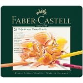 Карандаши цветные художественные Faber-Castell "Polychromos", 24цв., заточен., метал. коробка Карандаши цветные художественные Faber-Castell "Polychromos", 24цв., заточен., метал. коробка