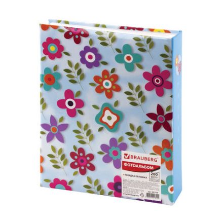 Фотоальбом BRAUBERG на 200 фото 10х15 см, твердая обложка, "Цветочки", разноцветный, 391119 Фотоальбом BRAUBERG на 200 фото 10х15 см, твердая обложка, "Цветочки", разноцветный, 391119