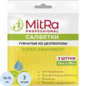 Салфетка хозяйственная цел MITRA Super Absorbent 15x15см, 3шт/уп /K5044