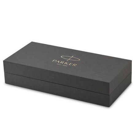 Ручка шариковая PARKER "Sonnet Premium Metal Black GT", корпус серебристый, детали золото, черная, 2119787
