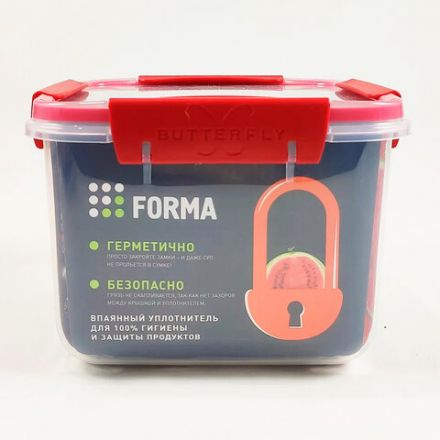 Контейнер с крышкой пищевой 1,7 л герметичный, BUTTERFLY, ланч бокс, 11х15,6х15,6 см, прозрачный, 4378559, 437855900 Контейнер с крышкой пищевой 1,7 л герметичный, BUTTERFLY, ланч бокс, 11х15,6х15,6 см, прозрачный, 4378559, 437855900