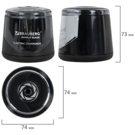 Точилка электрическая BRAUBERG DOUBLE BLADE BLACK, двойное лезвие, питание от 2 батареек АА, 271336 Точилка электрическая BRAUBERG DOUBLE BLADE BLACK, двойное лезвие, питание от 2 батареек АА, 271336