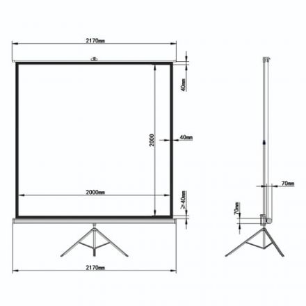 Экран проекционный на треноге (200х200 см), матовый, 1:1, BRAUBERG "TRIPOD", 236731