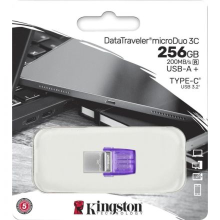 Флеш-память Kingston microDuo 3C G3, 256 Гб, USB 3.2 & USB Type-C и Type-A