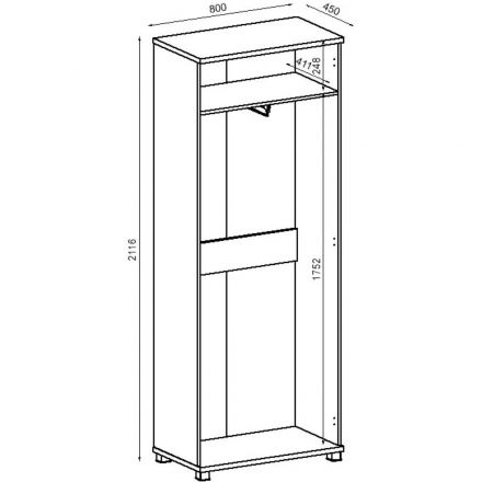 Шкаф Avance для одежды 6Ш.013.1 800х450х2116 венге