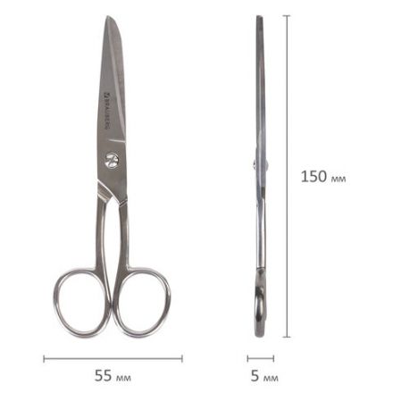 Ножницы цельнометаллические BRAUBERG "Professional", 150 мм, классической формы, 237101