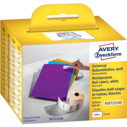 Этикет-лента Avery Zweckform AS0722540 57x32мм 1000шт для DYMO Этикет-лента Avery Zweckform AS0722540 57x32мм 1000шт для DYMO