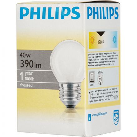 Электрическая лампа PHILIPS шарик/матовая 40W E27 FR/P45 (10/100)  8711500011220