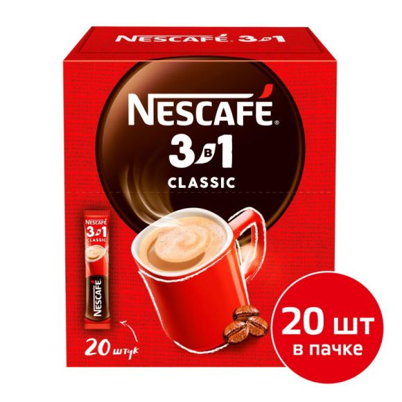 Кофе Nescafe 3 в 1 классический раств., шоу-бокс, 20штx14,5г