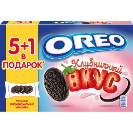 Печенье Oreo с какао и начинкой со вкусом клубники, 228г Печенье Oreo с какао и начинкой со вкусом клубники, 228г