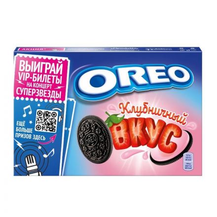 Печенье Oreo с какао и начинкой со вкусом клубники, 228г Печенье Oreo с какао и начинкой со вкусом клубники, 228г