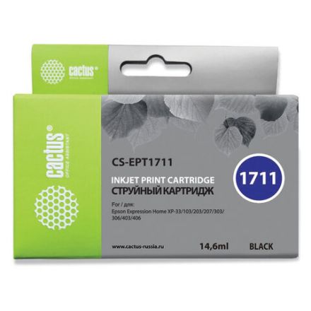 Картридж струйный CACTUS (CS-EPT1711) для EPSON Expression Home XP-33/103/203/207/303, черный Картридж струйный CACTUS (CS-EPT1711) для EPSON Expression Home XP-33/103/203/207/303, черный