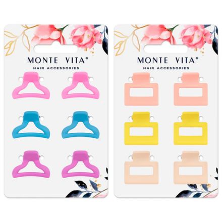 Крабы для волос НАБОР 6 шт., 2,5 см, soft touch, АССОРТИ, MONTE VITA (МОНТЕ ВИТА), 457029 Крабы для волос НАБОР 6 шт., 2,5 см, soft touch, АССОРТИ, MONTE VITA (МОНТЕ ВИТА), 457029