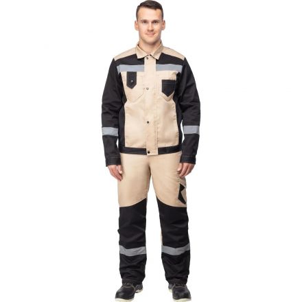 Костюм лет муж (куртка, пк) л21 беж/чер 120-124/182-188