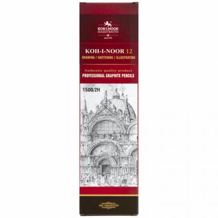 Карандаш чернографитный KOH-I-NOOR 1500, 1 шт., 2H, корпус желтый, заточенный, 150002H01170RU