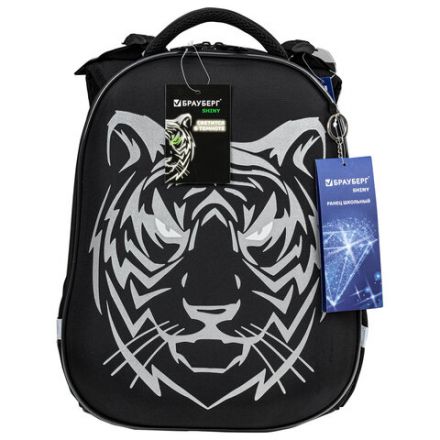 Ранец BRAUBERG SHINY, 2 отделения, с брелком, "Tiger", СВЕТЯЩИЙСЯ РИСУНОК, 38х28х14 см, 270698 Ранец BRAUBERG SHINY, 2 отделения, с брелком, "Tiger", СВЕТЯЩИЙСЯ РИСУНОК, 38х28х14 см, 270698