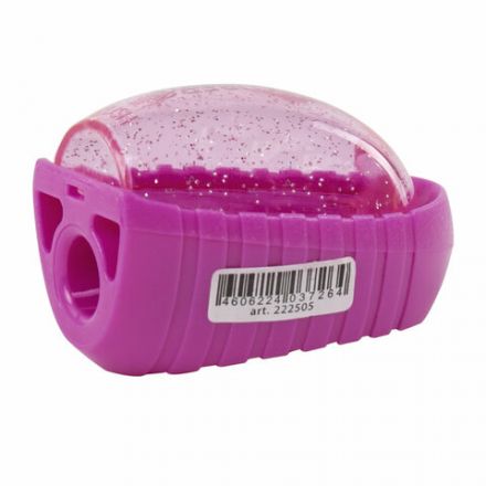 Точилка BRAUBERG "Shuttle", с контейнером, эллиптическая, ассорти, в картонном дисплее, 222505