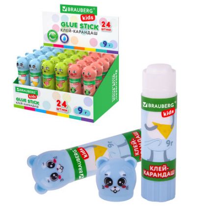 Клей-карандаш "Зверята: кошка, мышка, хрюшка", 9 г, фигурный колпачок, BRAUBERG KIDS, 271138 Клей-карандаш "Зверята: кошка, мышка, хрюшка", 9 г, фигурный колпачок, BRAUBERG KIDS, 271138