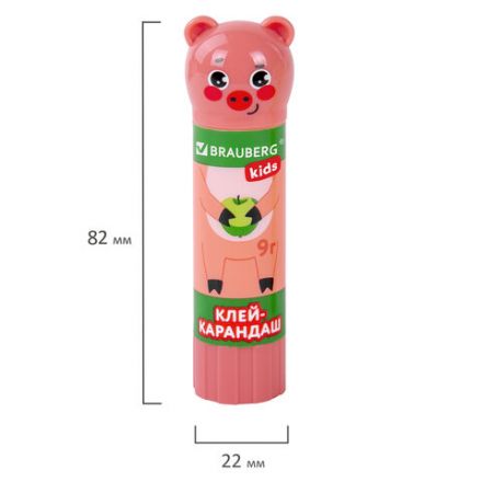 Клей-карандаш "Зверята: кошка, мышка, хрюшка", 9 г, фигурный колпачок, BRAUBERG KIDS, 271138 Клей-карандаш "Зверята: кошка, мышка, хрюшка", 9 г, фигурный колпачок, BRAUBERG KIDS, 271138