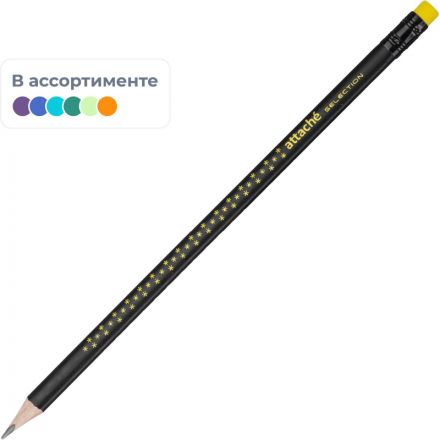 Карандаш чернографитный Attache Selection Magie Noire НВ заточенный с ластиком
