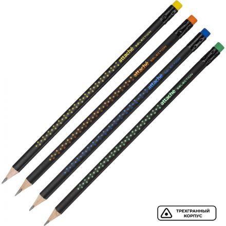 Карандаш чернографитный Attache Selection Magie Noire НВ заточенный с ластиком