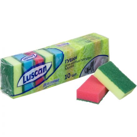Губки для мытья посуды Luscan Мини поролоновые 80x50x26 мм 10 штук в упаковке