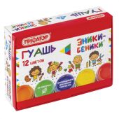Гуашь ПИФАГОР "ЭНИКИ-БЕНИКИ", 12 цветов по 10 мл, 191330 Гуашь ПИФАГОР "ЭНИКИ-БЕНИКИ", 12 цветов по 10 мл, 191330