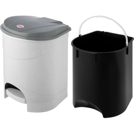 Ведро мусорное с педалью 11л пластик, серое+внутреннее ведро с ручкой