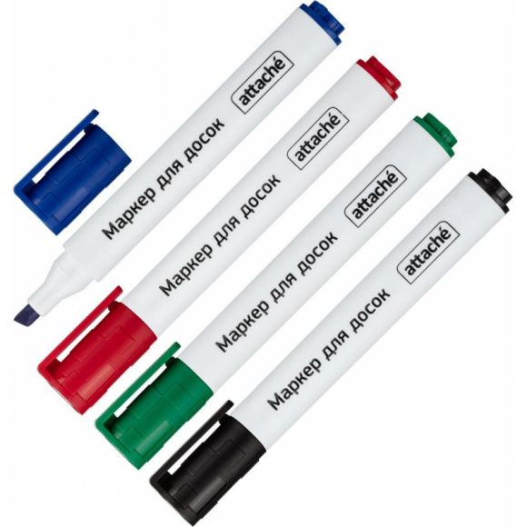 Набор маркеров для белых досок Attache Accent 4 цвета, со скош након, 1-5мм