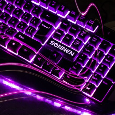 Клавиатура проводная SONNEN KB-7010, USB, 104 клавиши, LED-подсветка, черная, 512653 Клавиатура проводная SONNEN KB-7010, USB, 104 клавиши, LED-подсветка, черная, 512653