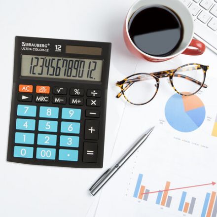 Калькулятор настольный BRAUBERG ULTRA COLOR-12-BKBU (192x143 мм), 12 разрядов, двойное питание, ЧЕРНО-ГОЛУБОЙ, 250497 Калькулятор настольный BRAUBERG ULTRA COLOR-12-BKBU (192x143 мм), 12 разрядов, двойное питание, ЧЕРНО-ГОЛУБОЙ, 250497
