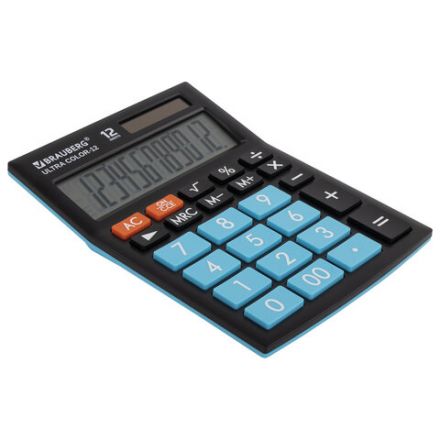 Калькулятор настольный BRAUBERG ULTRA COLOR-12-BKBU (192x143 мм), 12 разрядов, двойное питание, ЧЕРНО-ГОЛУБОЙ, 250497 Калькулятор настольный BRAUBERG ULTRA COLOR-12-BKBU (192x143 мм), 12 разрядов, двойное питание, ЧЕРНО-ГОЛУБОЙ, 250497