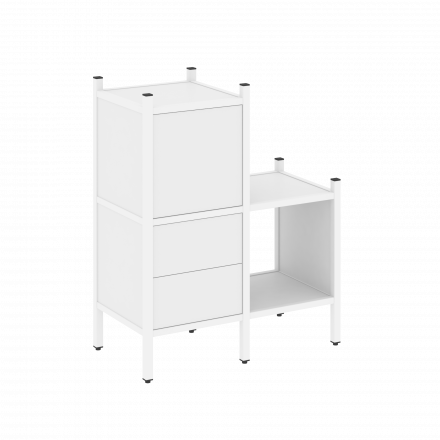 Loft Прямой стеллаж наборный VR.L-11 Белый бриллиант/Белый металл 862*446*1047