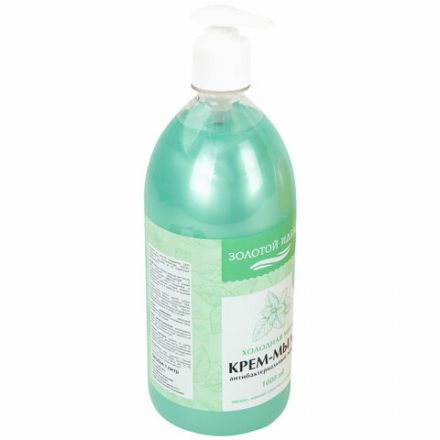 Мыло-крем жидкое с АНТИБАКТЕРИАЛЬНЫМ ЭФФЕКТОМ 1 л ЗОЛОТОЙ ИДЕАЛ "Холодная мята", дозатор, 608285 Мыло-крем жидкое с АНТИБАКТЕРИАЛЬНЫМ ЭФФЕКТОМ 1 л ЗОЛОТОЙ ИДЕАЛ "Холодная мята", дозатор, 608285