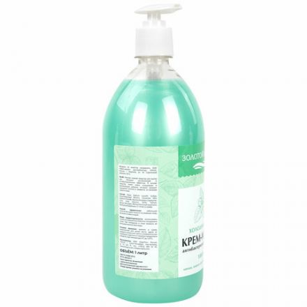 Мыло-крем жидкое с АНТИБАКТЕРИАЛЬНЫМ ЭФФЕКТОМ 1 л ЗОЛОТОЙ ИДЕАЛ "Холодная мята", дозатор, 608285 Мыло-крем жидкое с АНТИБАКТЕРИАЛЬНЫМ ЭФФЕКТОМ 1 л ЗОЛОТОЙ ИДЕАЛ "Холодная мята", дозатор, 608285