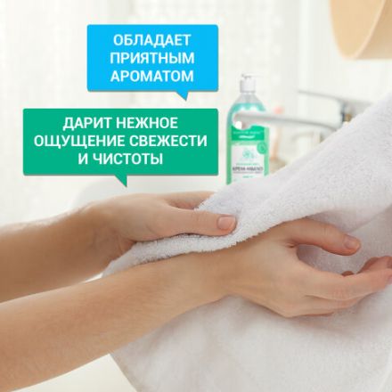 Мыло-крем жидкое с АНТИБАКТЕРИАЛЬНЫМ ЭФФЕКТОМ 1 л ЗОЛОТОЙ ИДЕАЛ "Холодная мята", дозатор, 608285