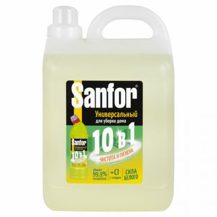 Чистящее средство 5 л, SANFOR 10 в 1 Universal "Лимонная свежесть", 22055 Чистящее средство 5 л, SANFOR 10 в 1 Universal "Лимонная свежесть", 22055