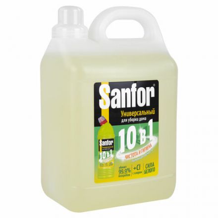 Чистящее средство 5 л, SANFOR 10 в 1 Universal "Лимонная свежесть", 22055 Чистящее средство 5 л, SANFOR 10 в 1 Universal "Лимонная свежесть", 22055