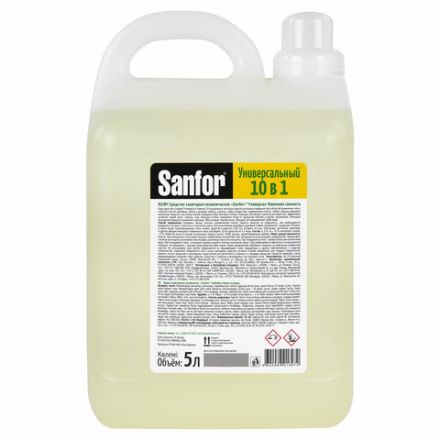 Чистящее средство 5 л, SANFOR 10 в 1 Universal "Лимонная свежесть", 22055 Чистящее средство 5 л, SANFOR 10 в 1 Universal "Лимонная свежесть", 22055