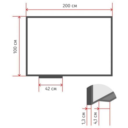 Доска магнитно-маркерная 100х200см, в алюминиевой раме, лак