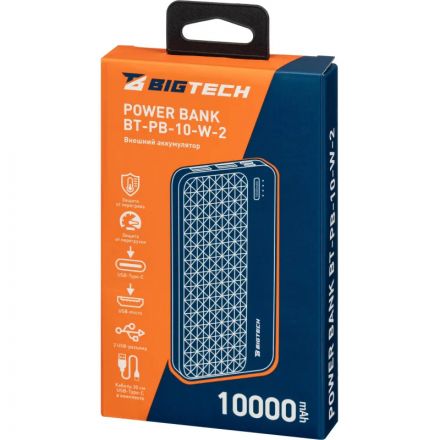 Внешний аккумулятор BigTech (BT-PB-10-W-2) 10000 mAh белый Внешний аккумулятор BigTech (BT-PB-10-W-2) 10000 mAh белый