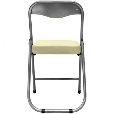 Стул складной каркас металлик,кожзам 506 слоновая кость РС 04 кант