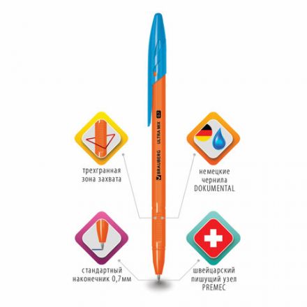 Ручка шариковая BRAUBERG "ULTRA MIX", СИНЯЯ, узел 0,7 мм, чернила ГЕРМАНИЯ, наконечник ШВЕЙЦАРИЯ, 143567 Ручка шариковая BRAUBERG "ULTRA MIX", СИНЯЯ, узел 0,7 мм, чернила ГЕРМАНИЯ, наконечник ШВЕЙЦАРИЯ, 143567