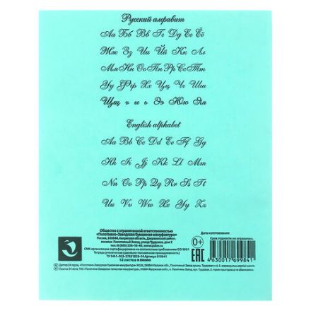 Тетрадь ЗЕЛЁНАЯ обложка, 12 л., линия с полями, офсет, ПЗБМ, 19988 Тетрадь ЗЕЛЁНАЯ обложка, 12 л., линия с полями, офсет, ПЗБМ, 19988