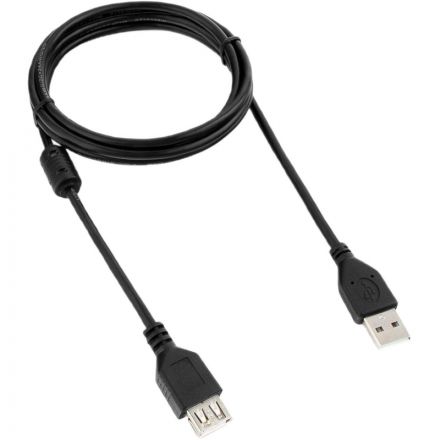 Кабель USB 2.0 AM/AF, 1.8 м, фер, экр, Cablexpert, чер, CCF-USB2-AMAF-6