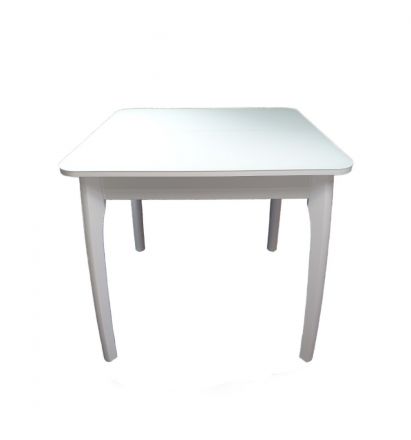Стол В-45 80(115)*80 ЛДСП 16мм+стекло 4мм Белый матовый, вставка "бабочка", опора белый массив Стол В-45 80(115)*80 ЛДСП 16мм+стекло 4мм Белый матовый, вставка "бабочка", опора белый массив