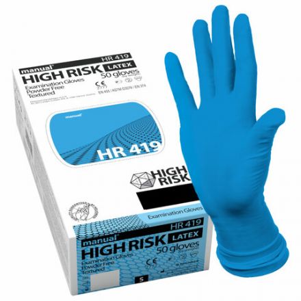 Перчатки латексные смотровые MANUAL HIGH RISK HR419 Австрия, 25 пар (50 штук), размер 8-9, L (большой) Перчатки латексные смотровые MANUAL HIGH RISK HR419 Австрия, 25 пар (50 штук), размер 8-9, L (большой)