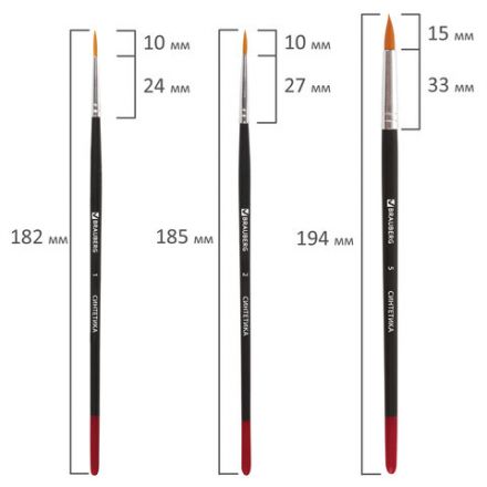 Кисти BRAUBERG, набор 5 шт. (синтетика, круглые № 1, 2, 5, плоские № 5, 8), блистер, 200219 Кисти BRAUBERG, набор 5 шт. (синтетика, круглые № 1, 2, 5, плоские № 5, 8), блистер, 200219